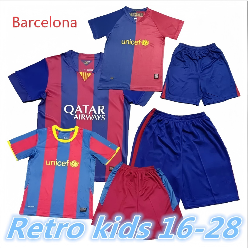 Maillot rétro pour enfants de Barcelone 92 95 96 97 98 99 00 05 06 07 08 09 10 11 14 15 Football Ronaldinho A.iniesta Xavi Rivaldo Maillots de fo