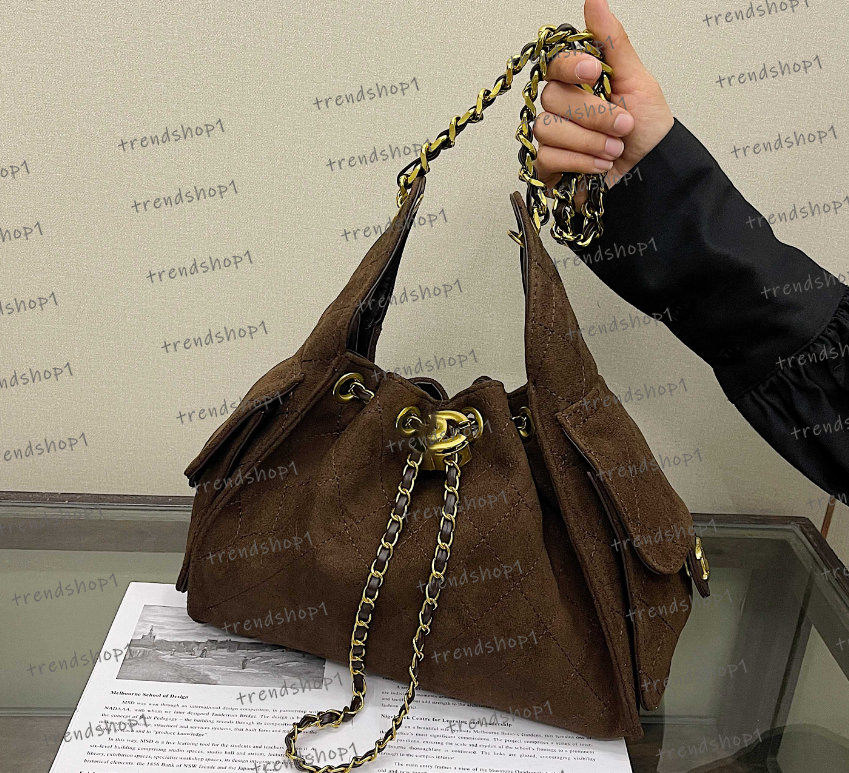 Evening Bags Designer shoulder diamond check long chain fashion bucket crossbody bag Big homeless person 25 suede leather grey casual luxury brand M