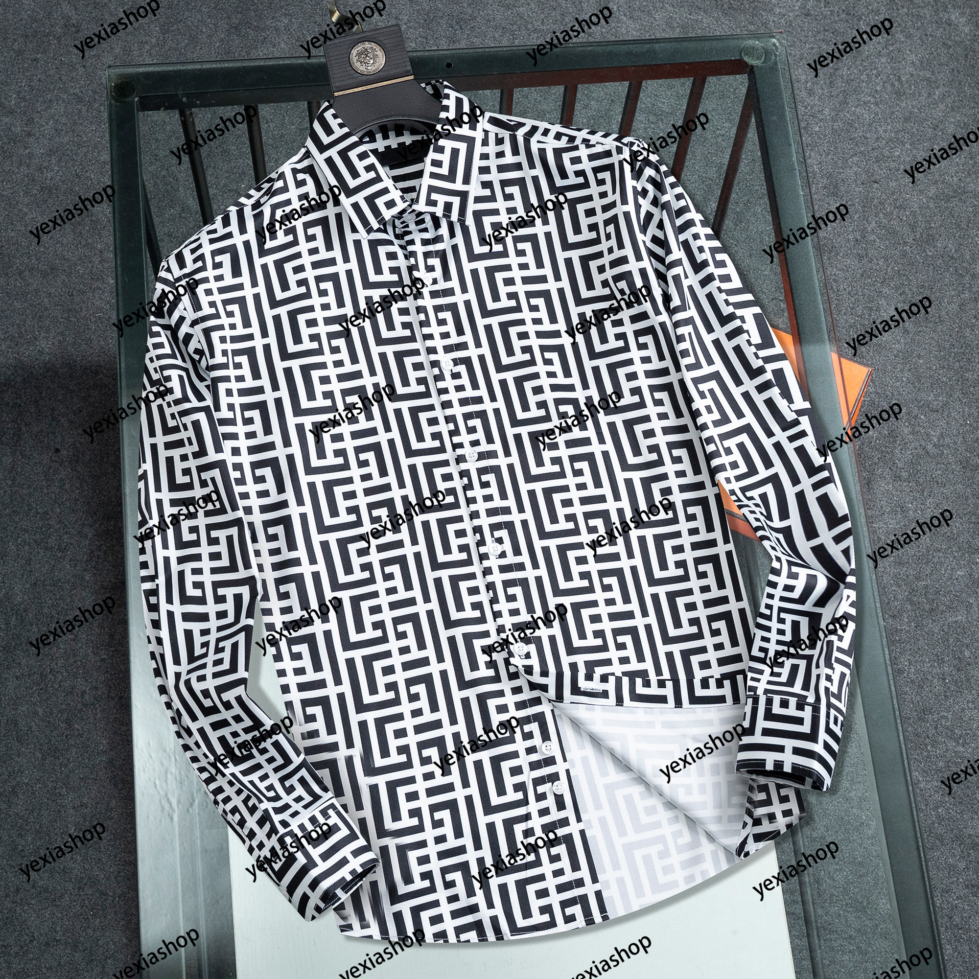 Mens Dress Shirt Designer Button Up Shirt Formal Business Casual Autumn Slimming Mens Shirts Breathable Long Sleeve Fashion shirt Asian size M-3XL B