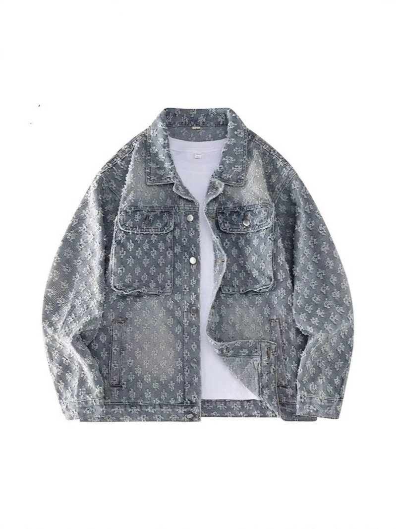Luxury Design 2026 High Street Trend Denim Jacket European Bestseller Washed Jacquard Coat Vintage Style Spring Autumn Shirt