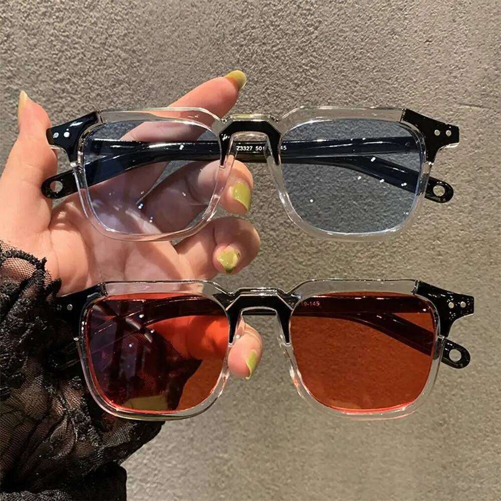 Trendy Cool Square Sunglasses Vintage Retro Hip Hop Shades UV400 Tint Ocean Lens Sun Glasses for Women & Men XJ260124