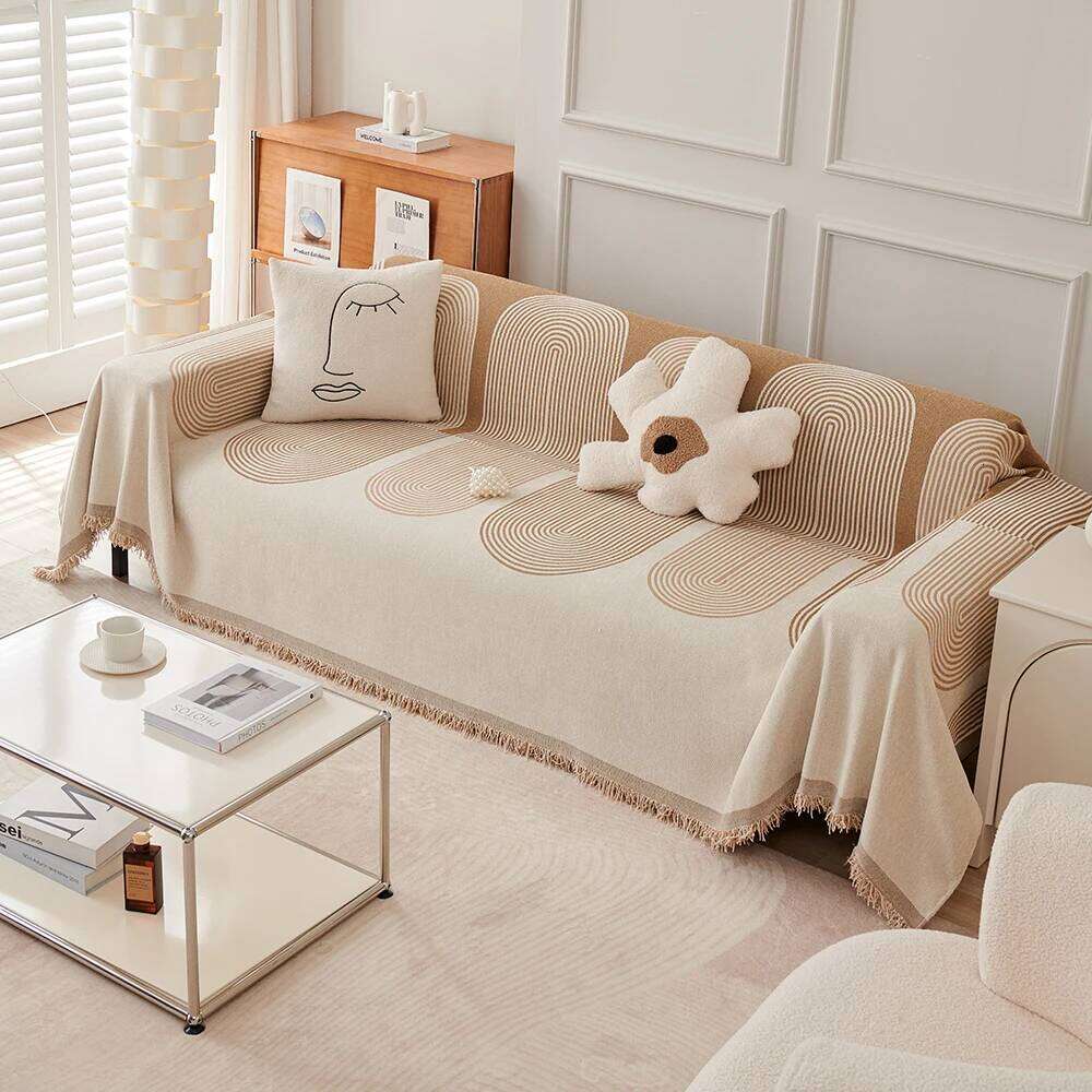 Nordic Tassel Throw Four Season Dust Anti-cat Scratch Protection Cover Sofa Blanket Carpet Travel Rug Tassels H260124-image-1093094615