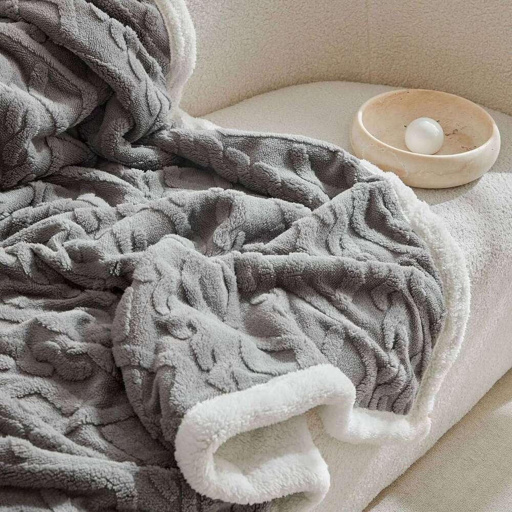Office Soft and Comfortable Air-conditioned Shawl Winter Thick Lamb Wool Twist Double-layer Flanged Blanket H260124-image-1093093668