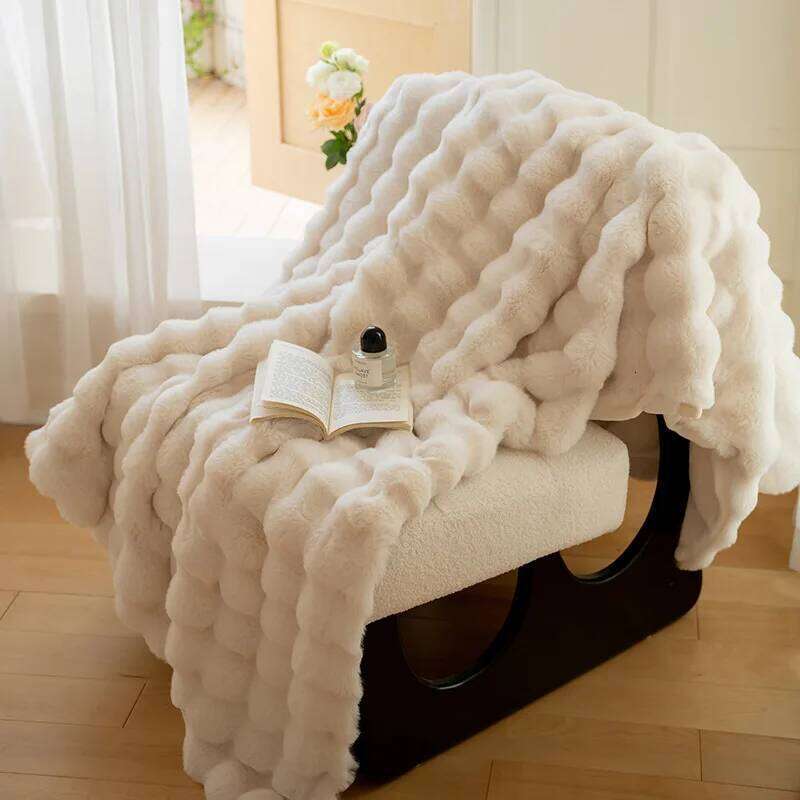 New Imitation Rabbit Plush Warm Blanket Set Or Only For Autumn Winter Soft Fluffy Warmth Lounger Sofa Throw Blankets H260124-image-1093094201