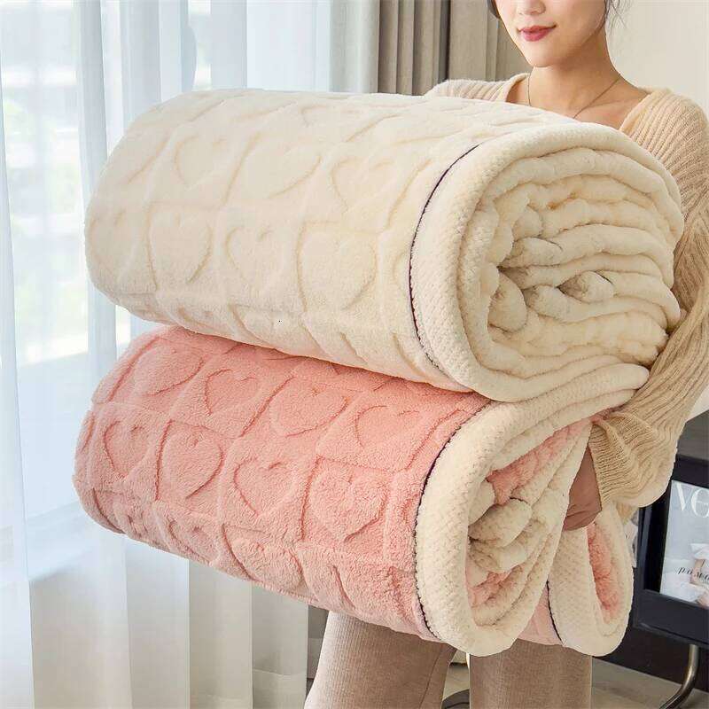 Heart Pattern Coral Fleece Autumn Winter Cozy Thicken Warm Plush Blanket for Bed Fluffy Super Soft Sofa Throw Blankets H260124-image-1093094056