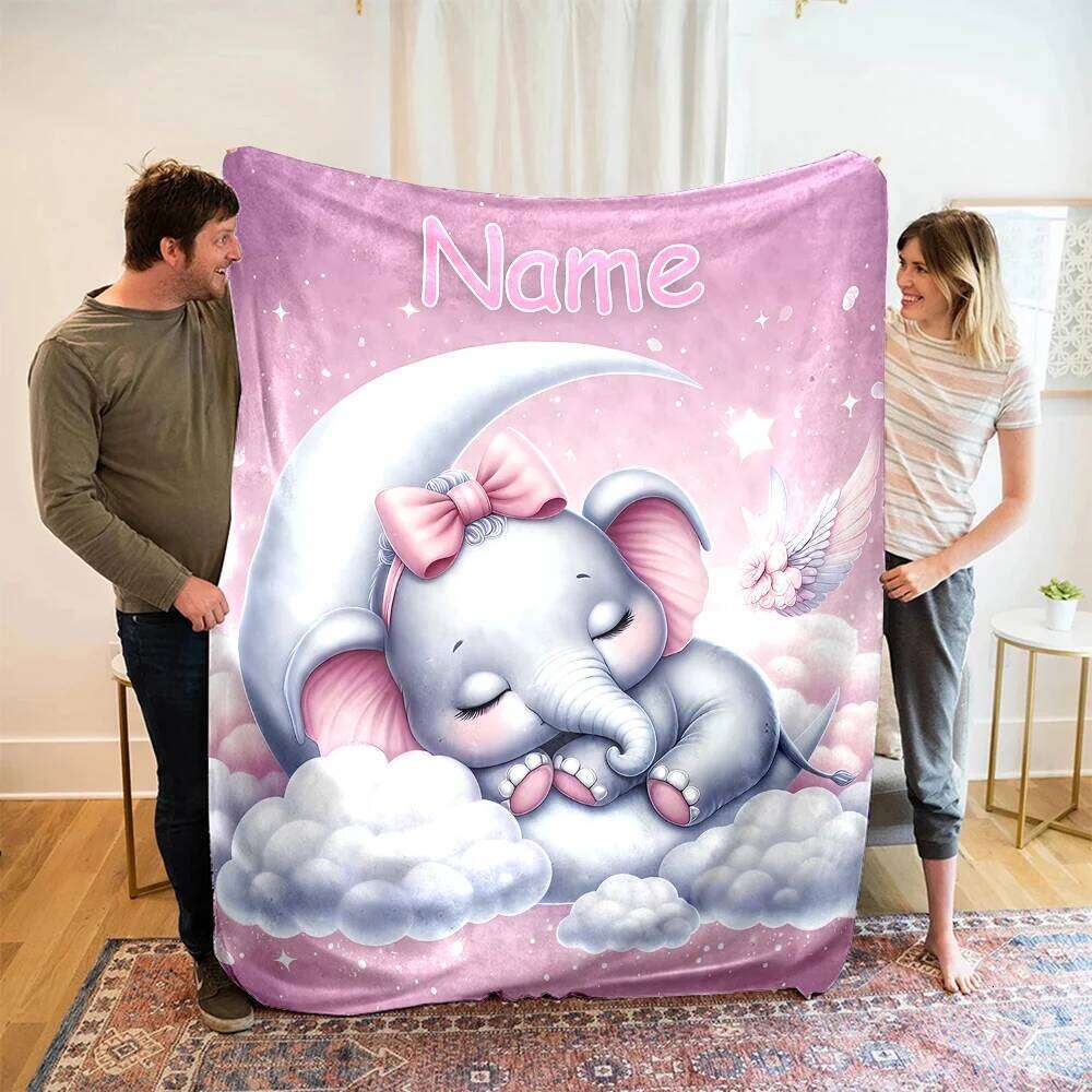 Cozy Personalized Animal Throw Blanket,Warm for Bedroom, Sofa, Outdoor Use Unique Birthday Gift Idea with Custom Name H260124-image-1093094425