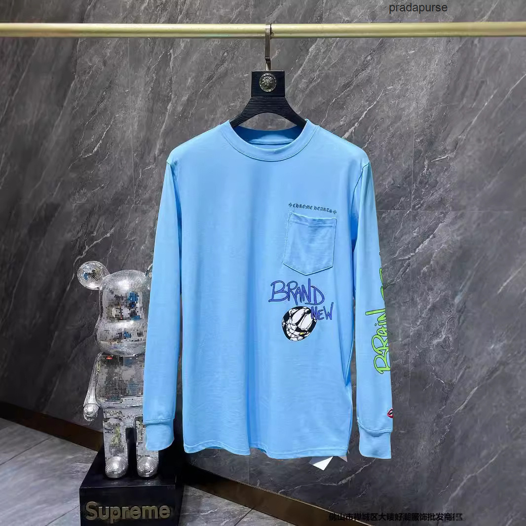 designer luxury men t shirts for women 24ss s ch blue matty graffiti shirt short sleeve trend chrim''chrome''crome''he
