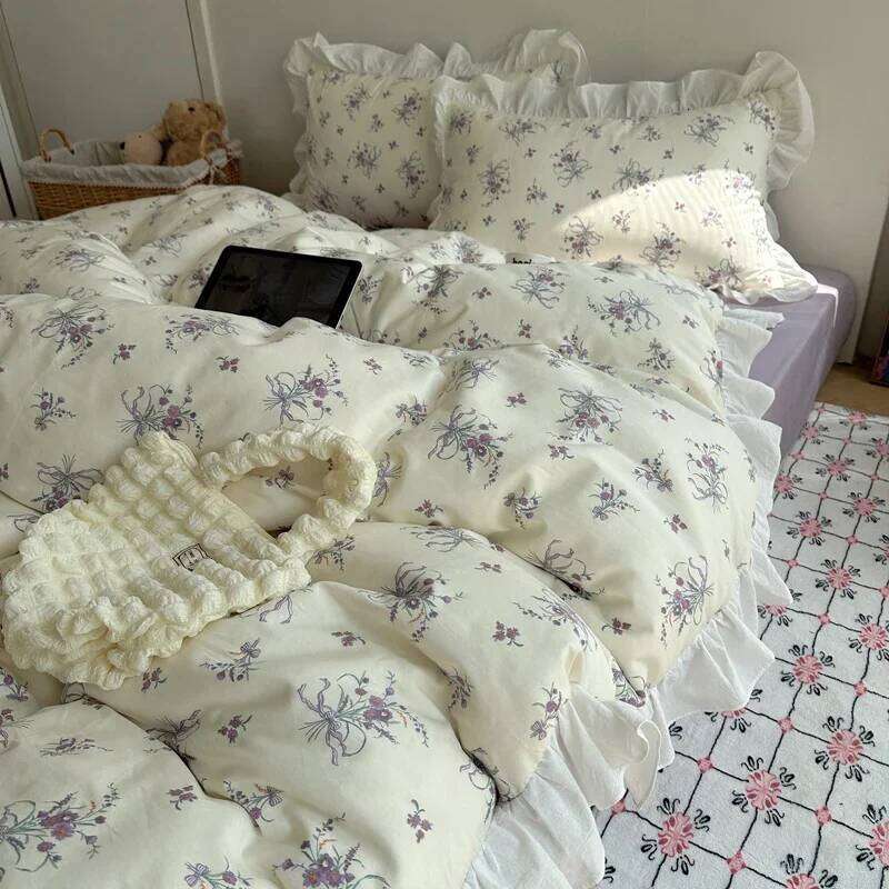 Y1 HomeRomantic Style Lace Duvet Cover Set, Four Piece Bedding Set Bed Sheet, Fully Enclosed for Home Gift Y260124-image-1093056552