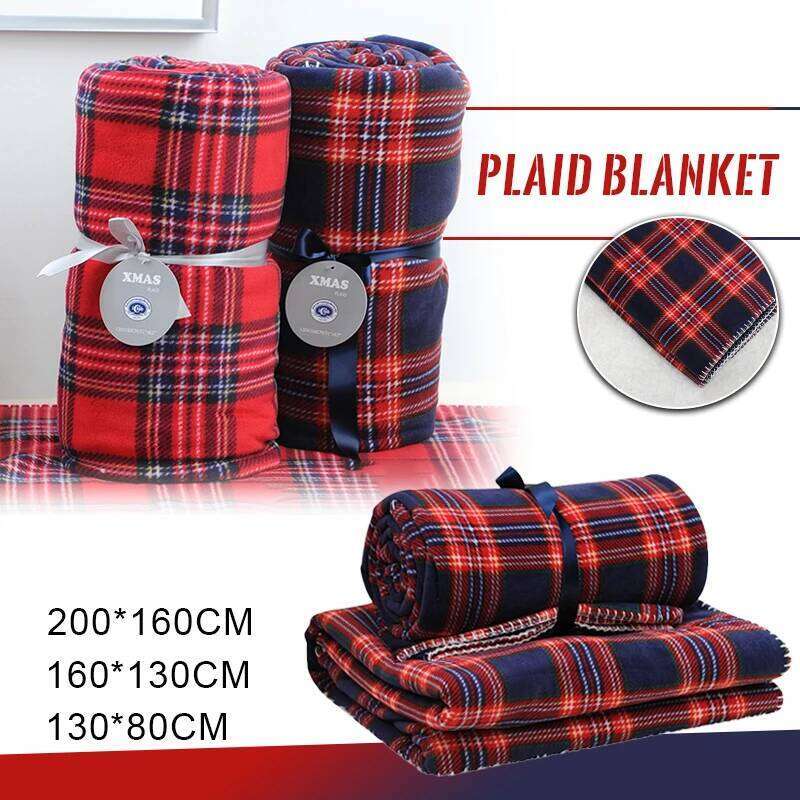 Warm Flannel Fleece Super Soft Velvet Plaid Pattern Blanket Travel Nap Sofa Throw Blankets Xmas Dcoration H260124-image-1093094745