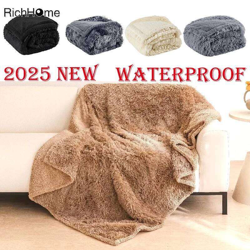 2025 New Luxury Rectangle Napping Blanket Waterproof for Couple, Throw Shaggy Warm Blankets Lovers Microfibre-Blanket H260124-image-1093094709