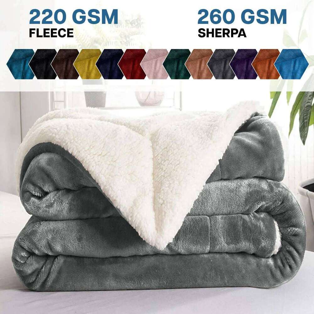 Sherpa Fleece Blanket Reversible Soft Fluffy Warm Large Sofa Bed Throw Blankets H260124-image-1093094098