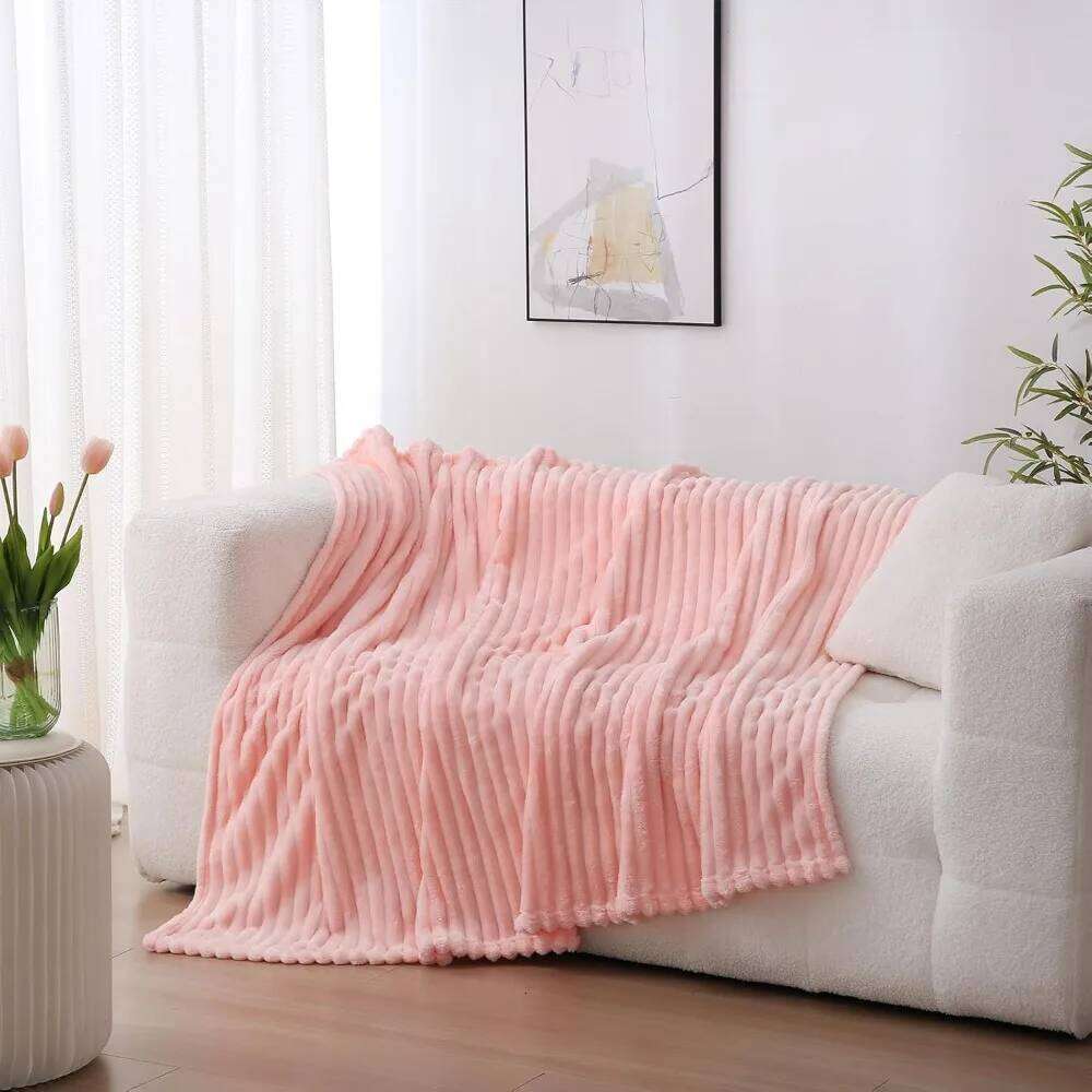 Light Pink Fleece Throw 5060 for Couch Sofa Bed,Super Soft Cozy Plush Microfiber Flannel Blanket with H260124-image-1093094156