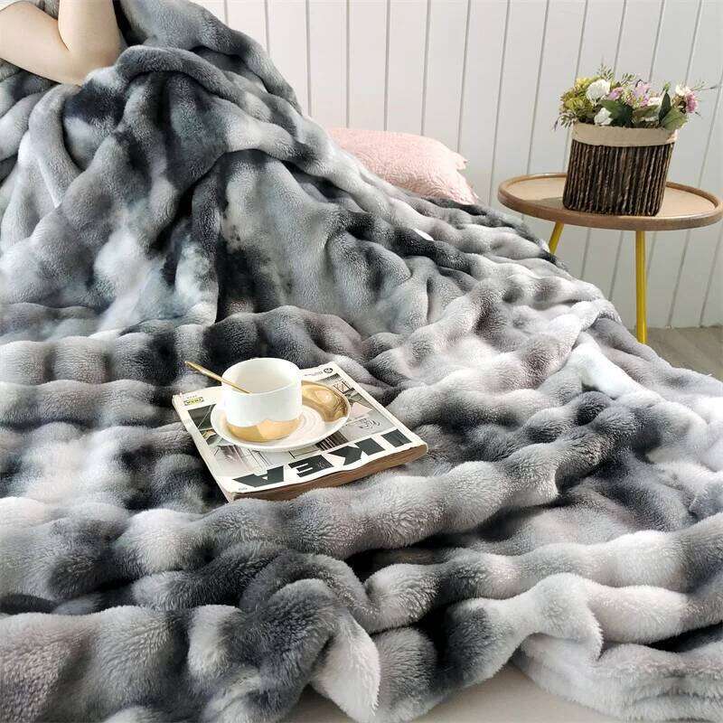 Gradient Bubble Fleece Throw Cozy Soft Plush Multipurpose Nap Blanket for Bedroom Sofa Faux Rabbit Fur Travel Blankets H260124-image-1093094067
