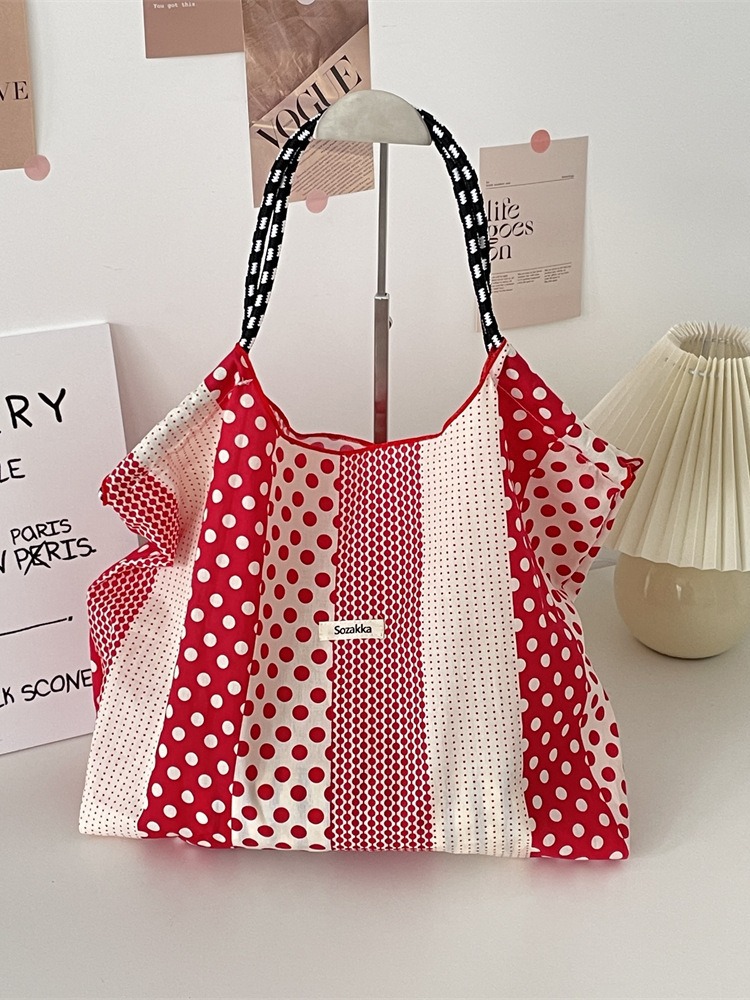 SM16 Sac à bandoulière en toile pratique et chic avec pois classiques, taille parfaite pour la vie sur le campus