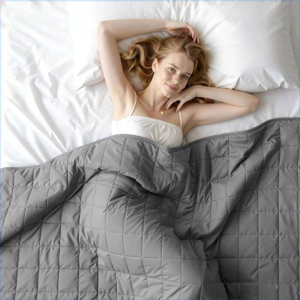Weighted Adults - 15lbs 48x72" Cooling Heavy Blanket for 120-160 lbs All-Season Sleeping Comfort BreathableGrey H260124-image-1093093882