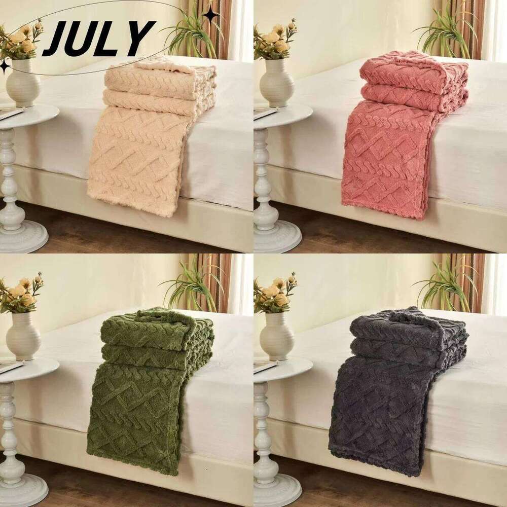 1pc Luxurious Fleece Blanket - Ultra-Soft 3D Plush Dense Weave, All-Season Cozy Flannel Throw Best Price In US H260124-image-1093093874