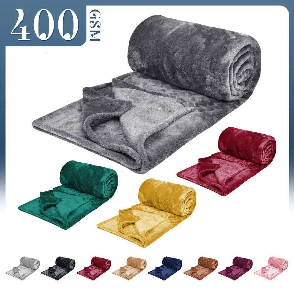 Fleece Solid Throw Couch Bed, Plush Cozy Fuzzy Blanket Super Soft & Warm Blankets for Fall and Winter H260124-image-1093094691