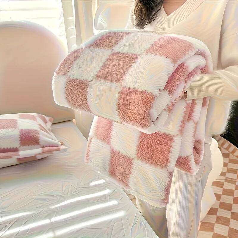 Cozy Plush Throw - Comfortable Imitation Rabbit Hair Reversible Thermal Fleece Nap Blanket H260124-image-1093094208