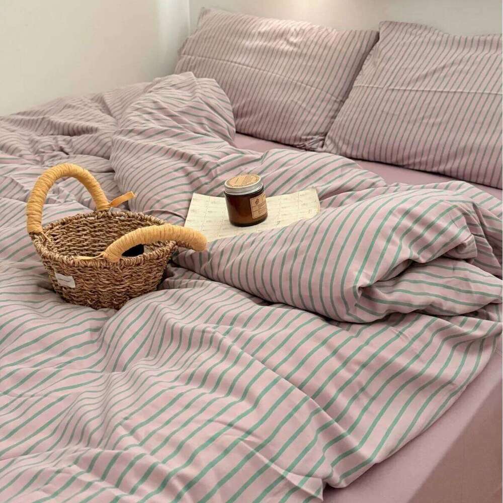 Bed Linen Duvet Cover Comforter Sets Striped Blogger Style Bedding 4pcs Simple Mix Match Student 3pcs Set of Sheets Y260124-image-1093060107