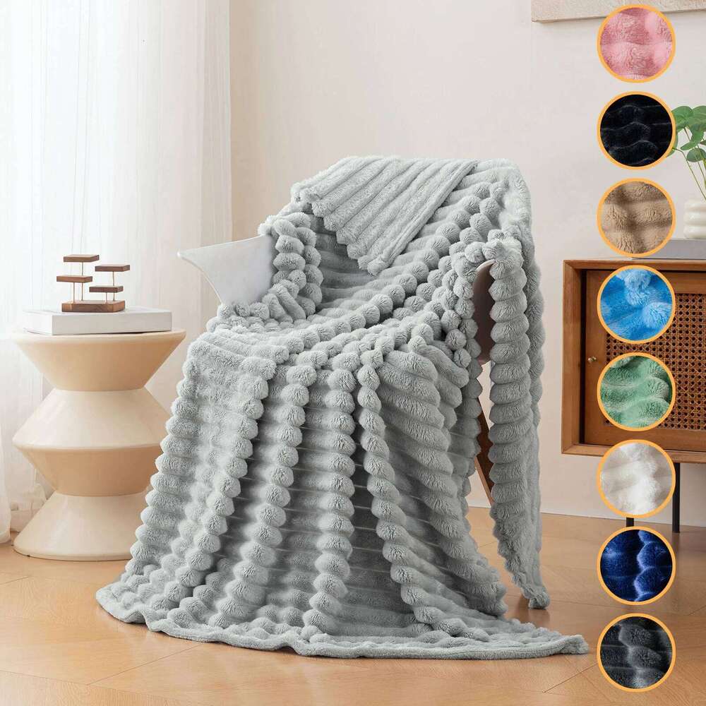 1pc Drawn flannel fashionable, simple, comfortable, soft cover nap blanket, Christmas gift blanket H260124-image-1093094562