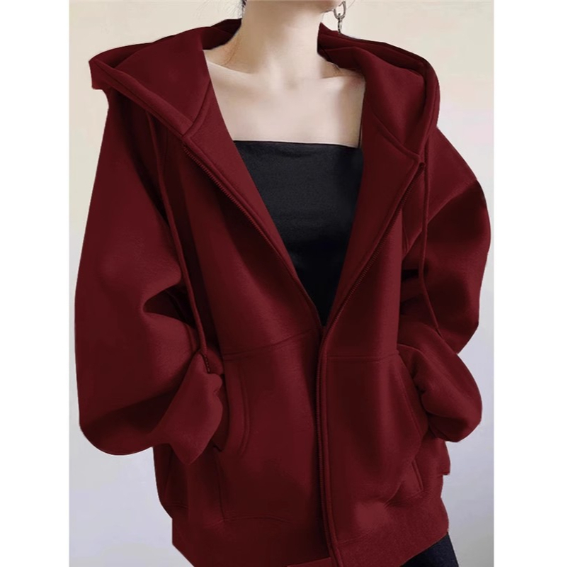 Veste Cardigan à capuche grise avec fermeture éclair pour femme, nouvelle collection automne/hiver 376, pour le début de l'automne