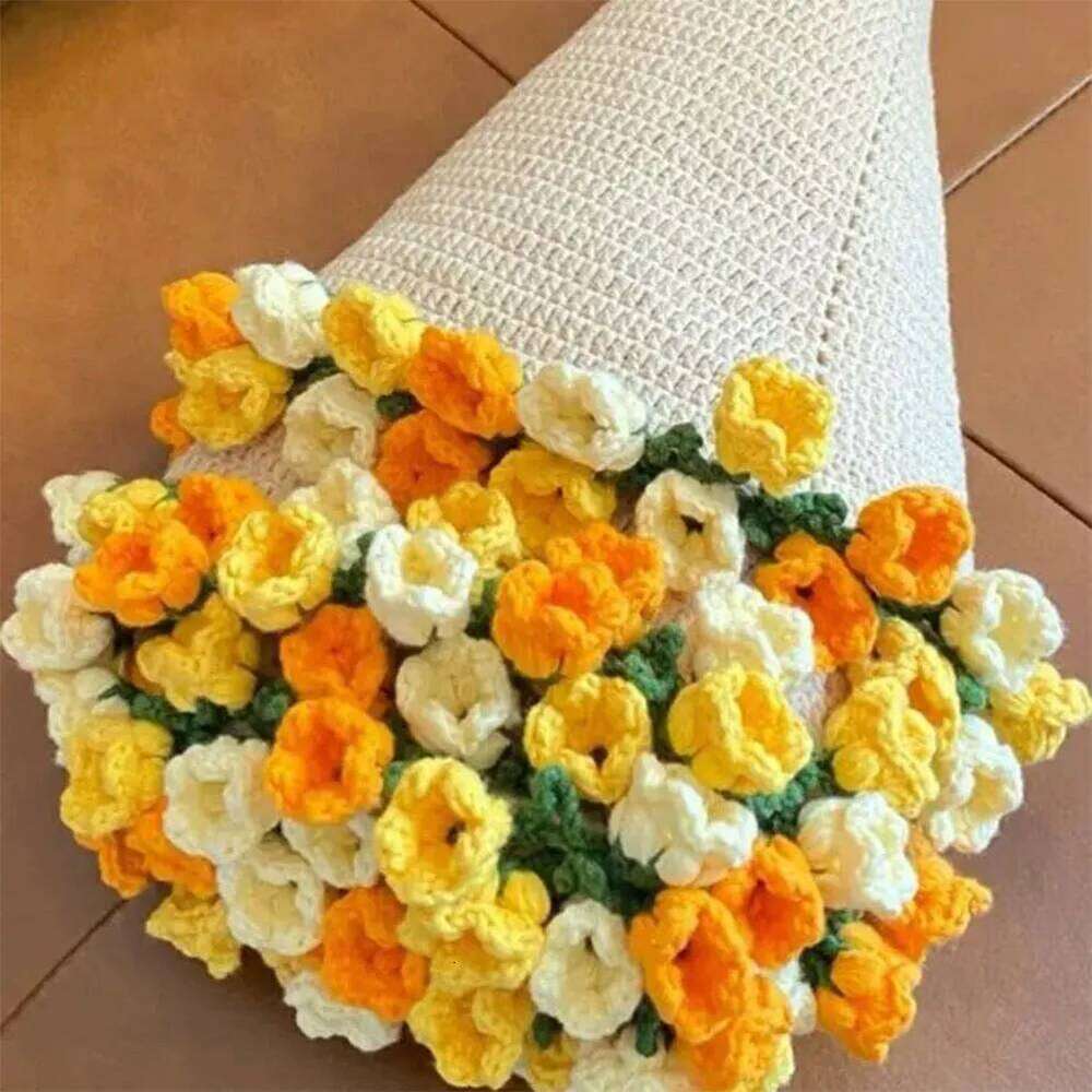 Rose Bouquet Crocheting DIY Material Craft Kit Soft Knitted Throw Crochet Flower Blanket Gifts H260124-image-1093094524