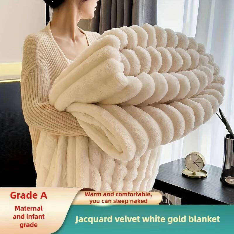 Luxury Soft Faux Rabbit Fur Throw Fluffy Warm Solid Color Plush Blanket for Sofa Bed Single Double Spring Autumn Plaid H260124-image-1093093892