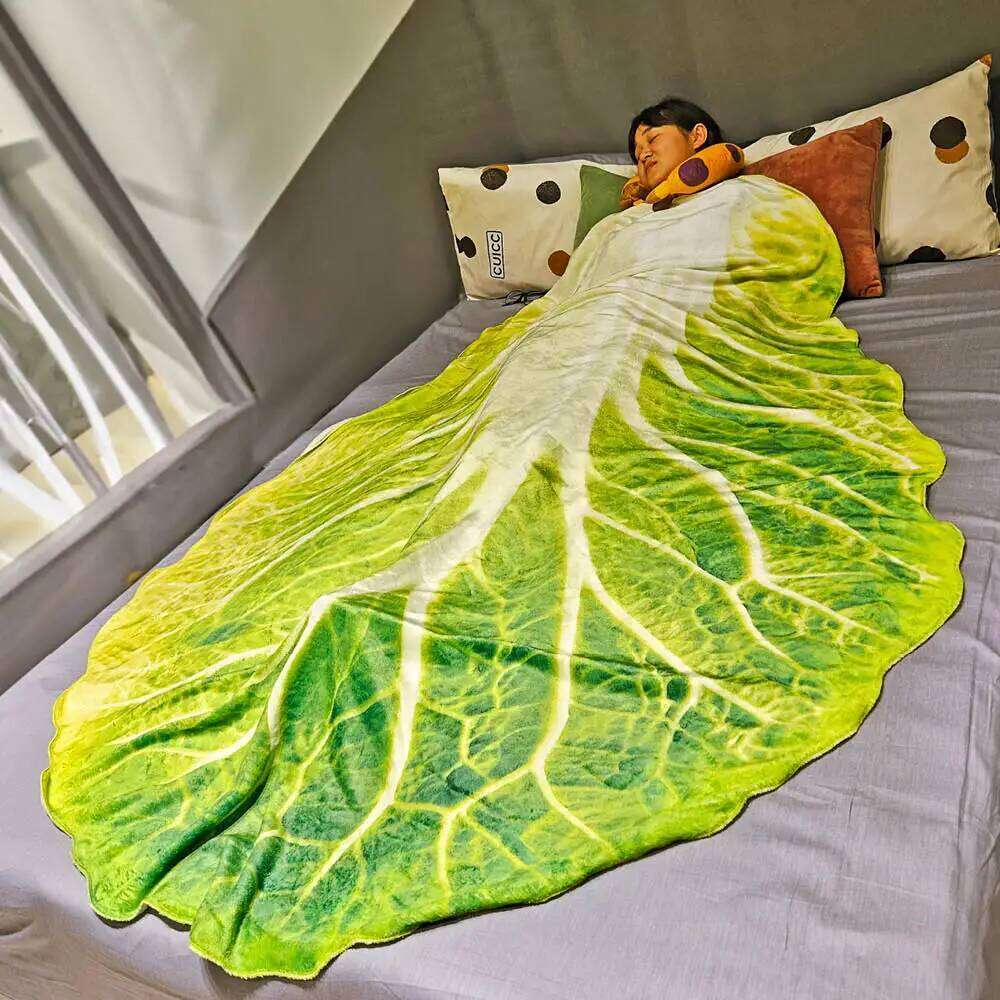 Double-Sided Flannel Creative Appearance Home Sofa Cabbage Blanket H260124-image-1093094040