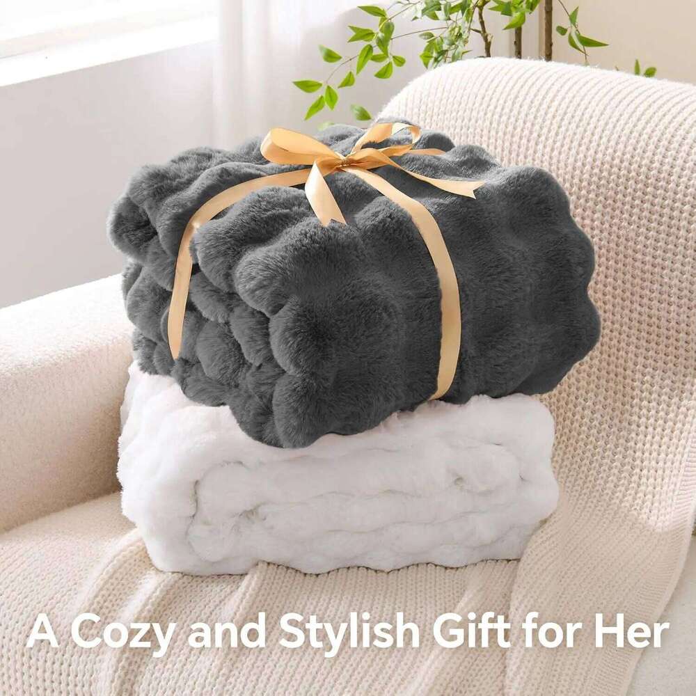 Cozy Faux Rabbit Fleece Blanket | Throw for Bedroom, Guest Living Room, Student Dormito For all season H260124-image-1093093749