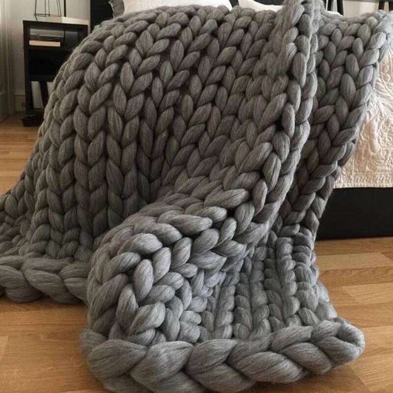 Hand Chunky Knitted Blanket Thick Yarn Merino Wool Bulky Knitting Blankets Throw Carpets Soft Warm Winter Home Sofa Bed H260124-image-1093094276