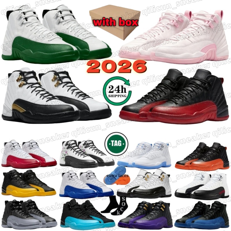 With Box Designer Basketball Shoes 12 for Men Women Sneakers 12s Bucks Flu Game Pearl Pink Melo Taxi Twist University Blue Royalty Gamma Blue Men