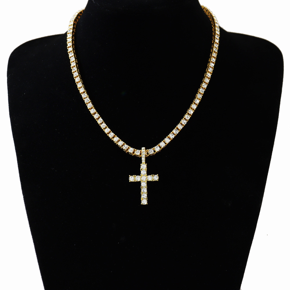 Colliers croisés Hip Hop pour hommes, zircone cubique, pendentif glacé, chaînes de rappeur scintillantes, bijoux hip hop, cadeau