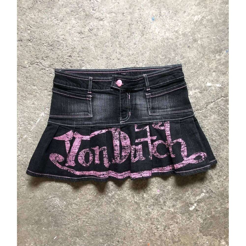 American Retro Letters Low Waist Slim Mini A Word Denim Skirt Women's Y2K New Harajuku Goth Sexy Spice Girls Fashion Street Wear C260126-image-1093224208