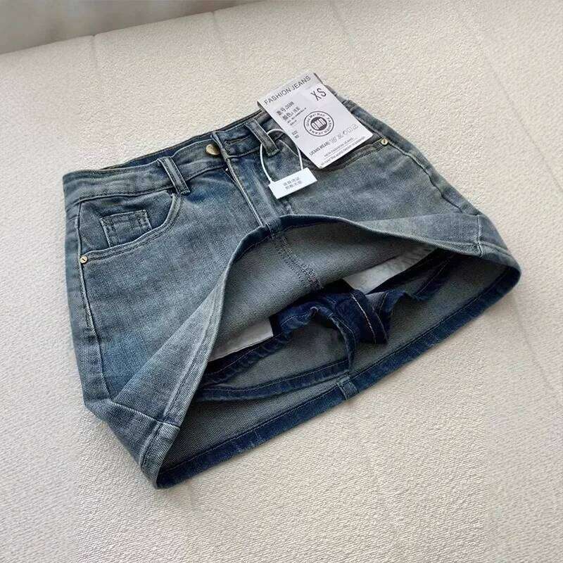 American High-Waisted Fashion High Street Hot Girls Half Vintage Y2k A-line Denim Skirt Women C260126-image-1093223874