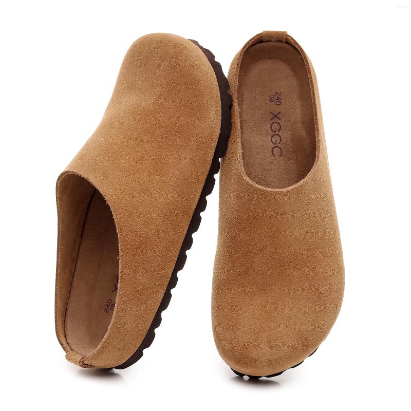Pantoufles antidérapantes en cuir, sabots en liège, sandales confortables, mules avec soutien de la voûte plantaire, pour une maison décontractée