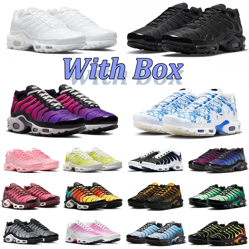 With box designer sneakers mens womens white black red navy blue pink green brown Tiger stripes Retro tuned air runner triple outdoor sports trainer