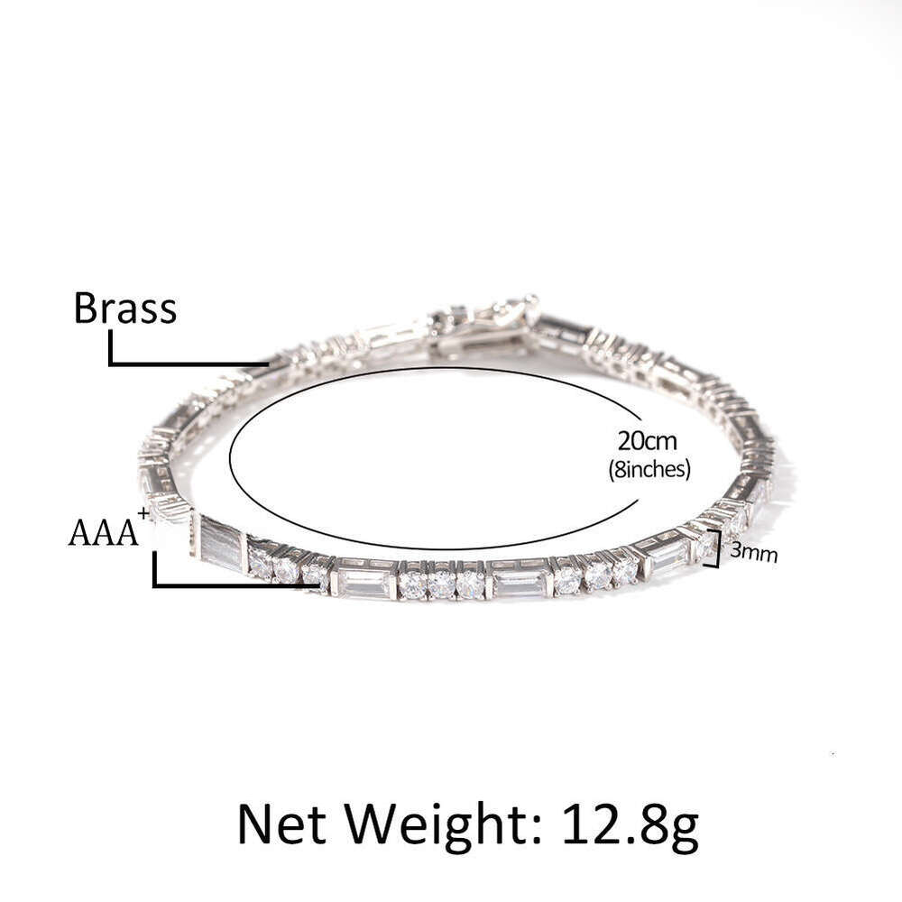Ancient Style Jewelry 3mm Full Moissanite diamond bracelet Fashion Multiple Sizes Hip Hop Nightclub Trendy Single Row Bracelet Accessories