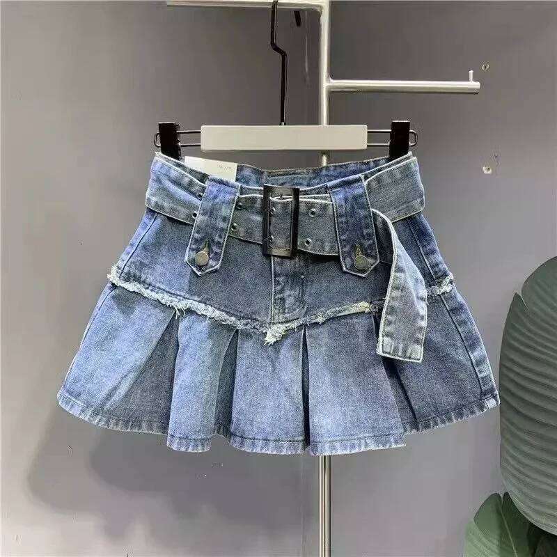 New Fashion Three Dimensional Strap Pocket Wash High Tooling Denim Women Y2K Summer Vintage Casual Joker A Skirt C260126-image-1093224269