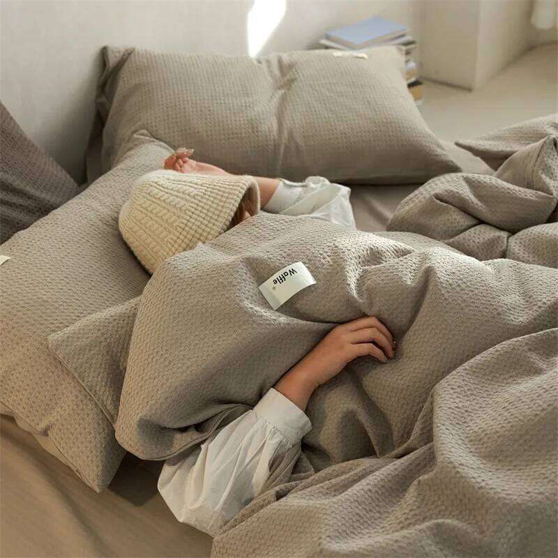 Four-piece bed set, cotton solid color sheets, light luxury and high-end bedding. Y260124-image-1093147288