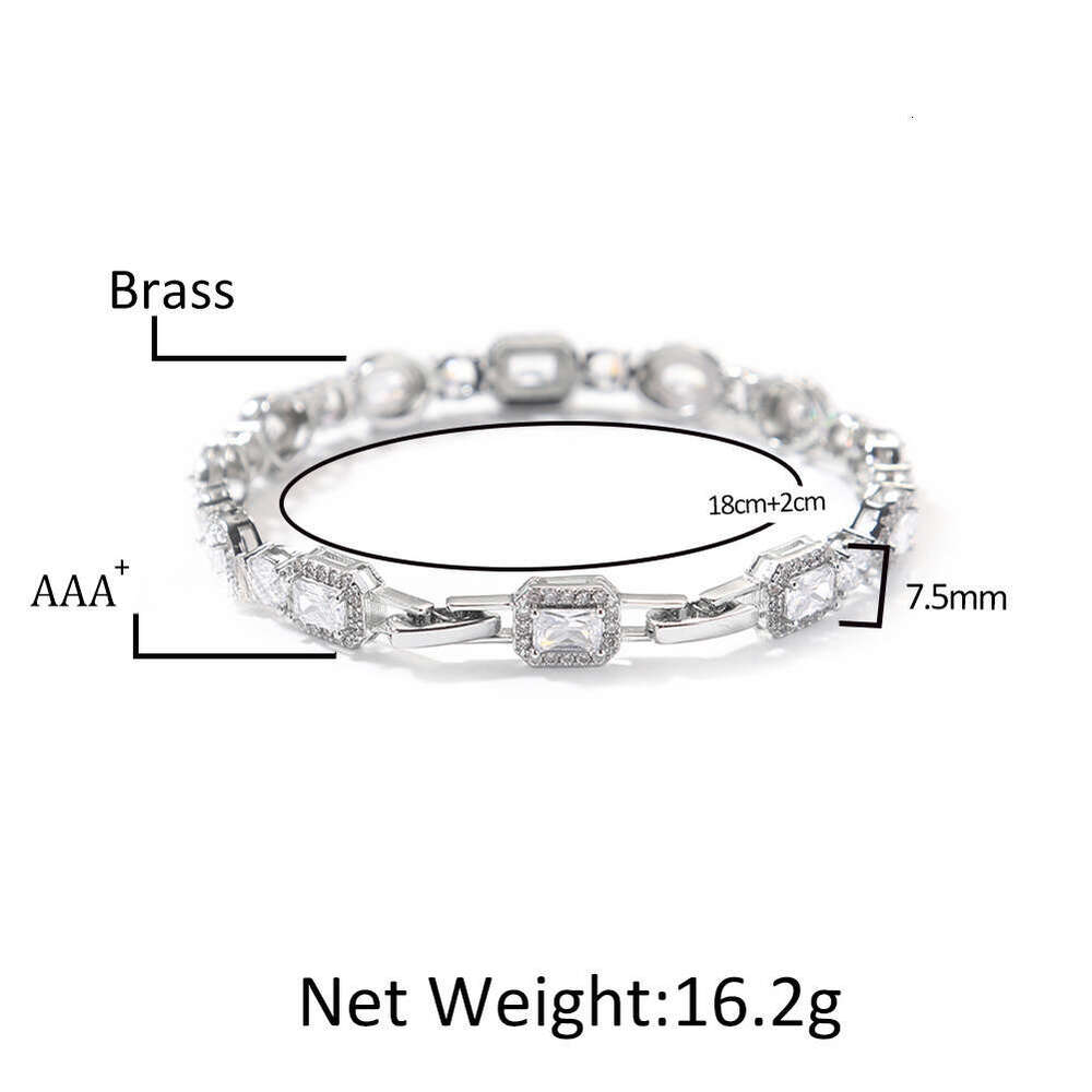 Cross-Border Direct Sales Classic Geometric Moissanite diamond bracelet Bracelet Niche Design Elegant Versatile Fashion Unisex Jewelry Wholesale