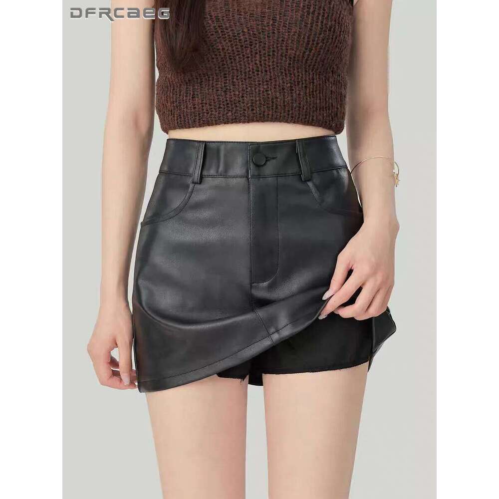 New Arrival Retro Pu Faux Leather Short Skirt For Women Autumn Winter Slim Vintage Sexy Mini Pencil Skirts Lady C260205-image-1094351695