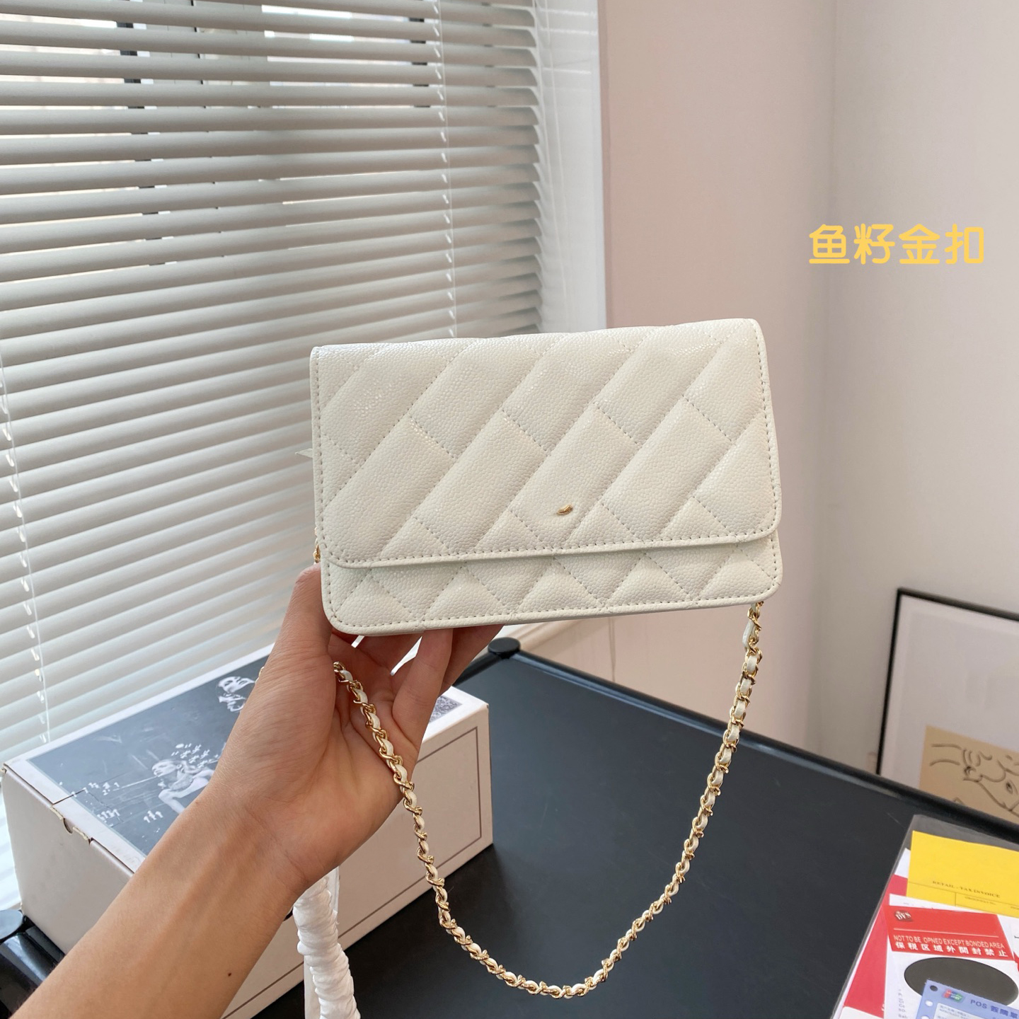 Designer bags for women highest quality handbag gold chain plaid wallet Gold Silver Label double Leather Zipper Hasp Caviar white Shoulder Bag Purse