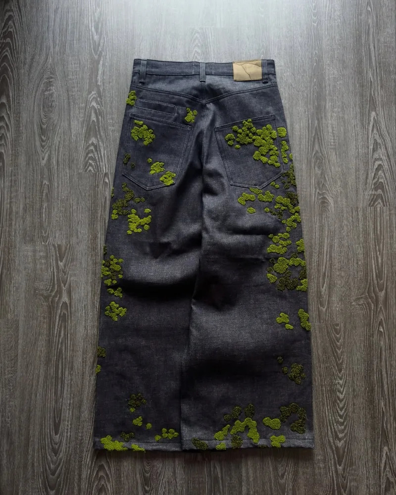 Y2K Jeans Harajuku Fallen Moss Premium 2000s Jeans Vintage fabric American style jeans Gothic streetwear Hip Hop wide leg pants 260121
