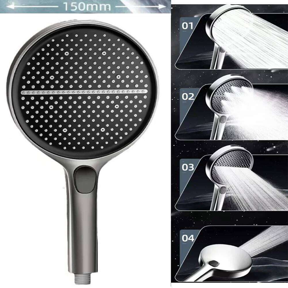 15CM Big Panel 4 Modes Boost Head Black High Pressure Large Flow Spray Nozzle Massage Shower Bathroom Accessorie 26Y0122 M260320-image-1096054980