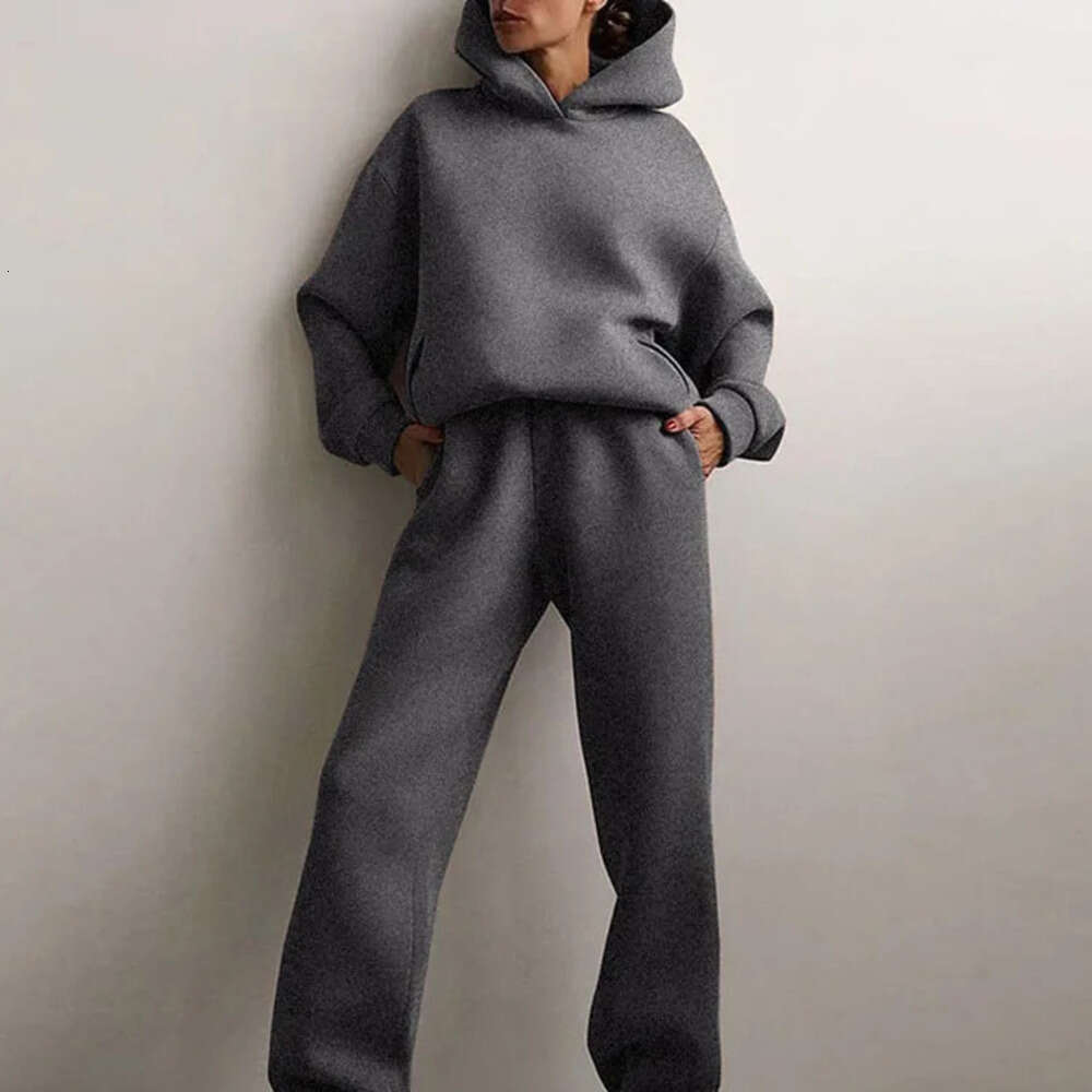 Women's 2 Piece sports tracksuits Sweat Suits Crop Top Oversize Hoodies Set Cropped Fleece Lined Sweatshirt Wide Leg Pants Outdoor Recreation