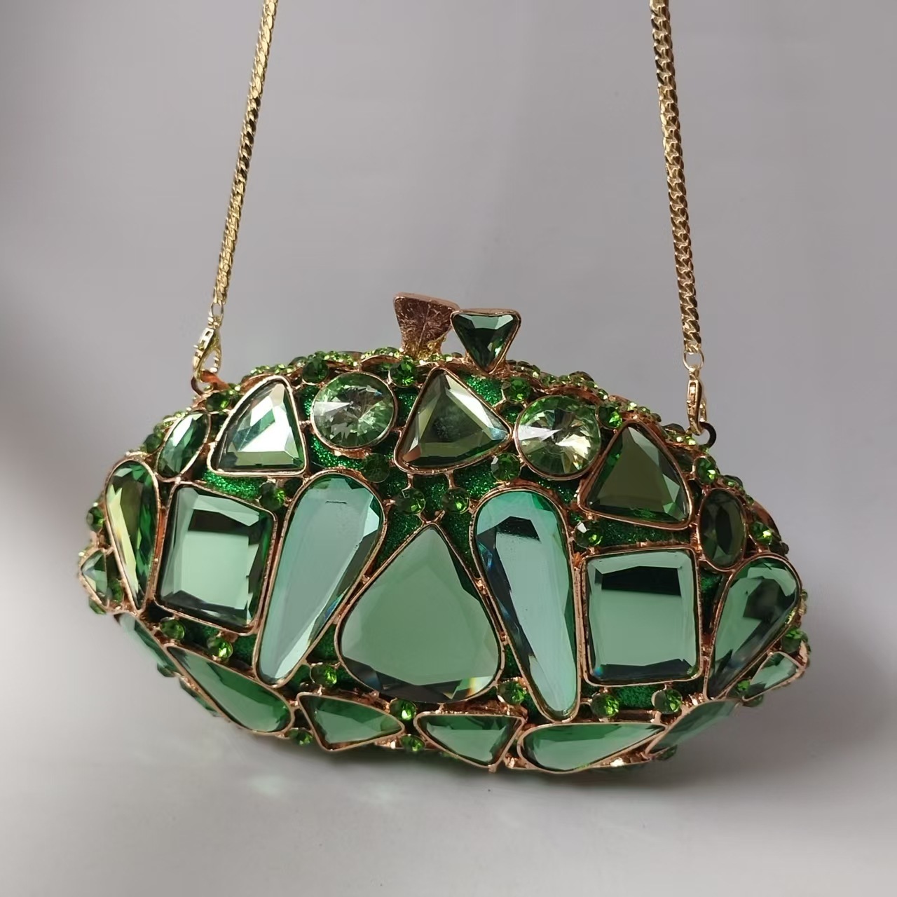 2026 new model Designer's new crystal bag full of diamonds, hollowed out glass, colored rhinestones, evening handbag, one shoulder evening gown