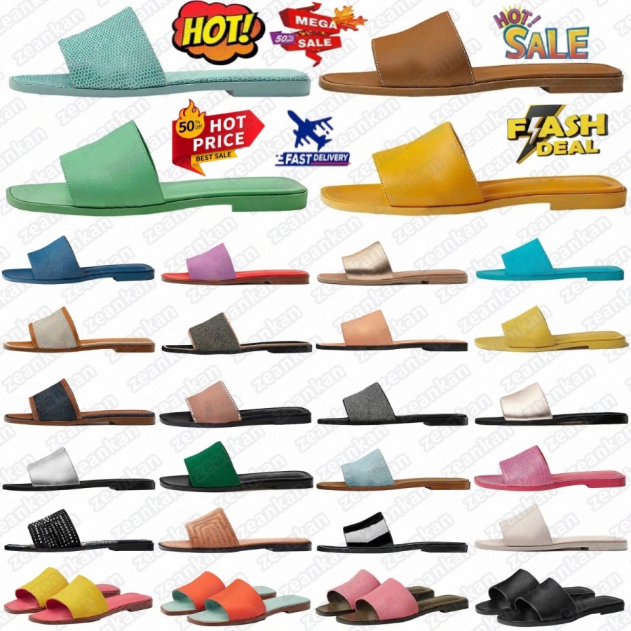 Oran slide women Sandal Designer slipper Rose Pale Epsome Leather Nior Box Calfskin Leather Bleu Pinede Box Blanc Box Gold Jaune CurcfmQ9#-image-971865633