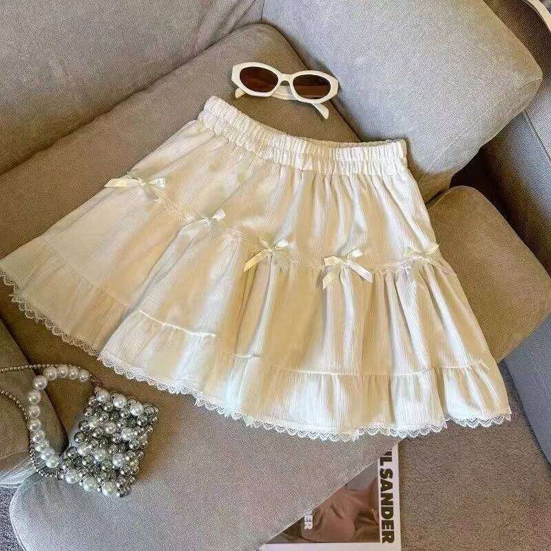 Women's Bow Spring2025New French Sweet High Waist Cake Lace PuffyAShort Skirt C260126-image-1093224538