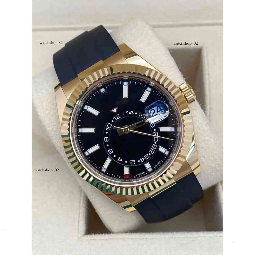 BRAND NEW Sky-dweller White Wristwatch Gold BLUE DIAL 42mm Jubilee Watch 326934 Men's Automatic Mechanical 9003 Watchs S 60098 63236