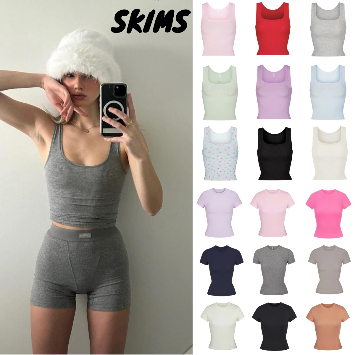 5A 2026 NEW Skims Women Designer Womens Croptop Shirt Tank Top Streetwear For Suit Knitted Fitness Sports Ladies Tees Vest Top Camis